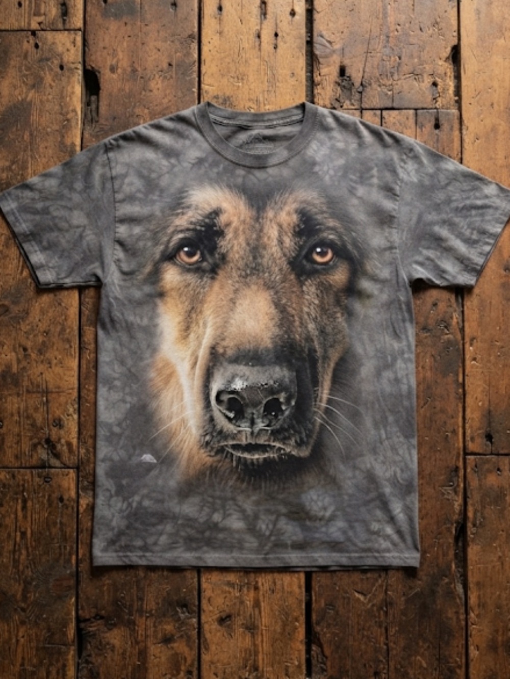German Shepherd Realistic Dog Face T-Shirt - Black